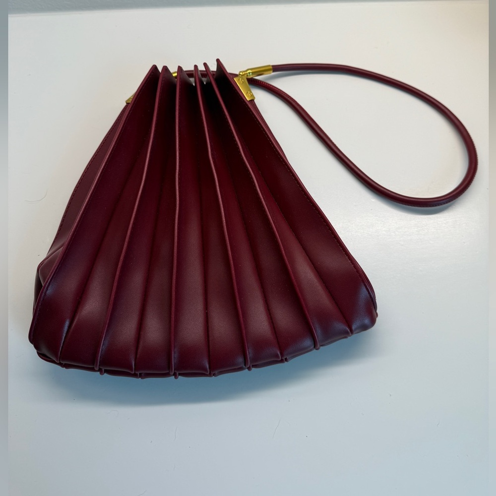 Melie Bianco Burgundy Pleated Purse